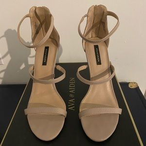 Ava and Aiden nude three strap heeled sandal